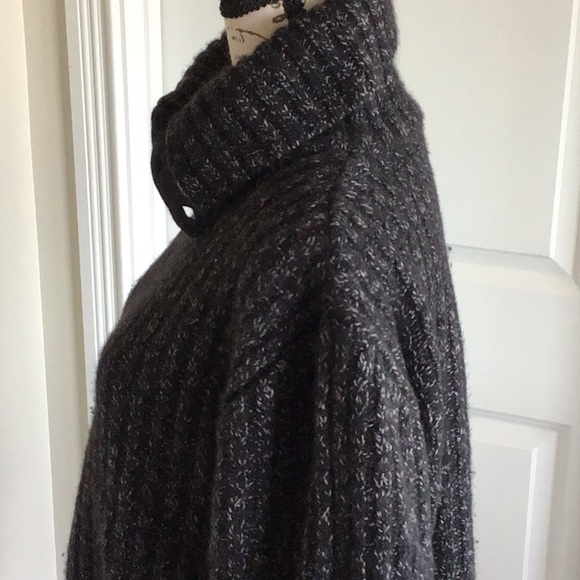 H&M black lambs wool blend button collar turtleneck long sleeve knit sweater M - Picture 9 of 13